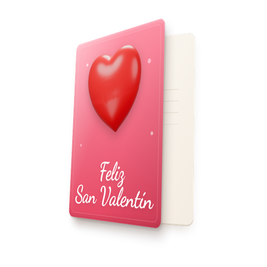 Tarjeta de San Valentín en 3D con un corazón