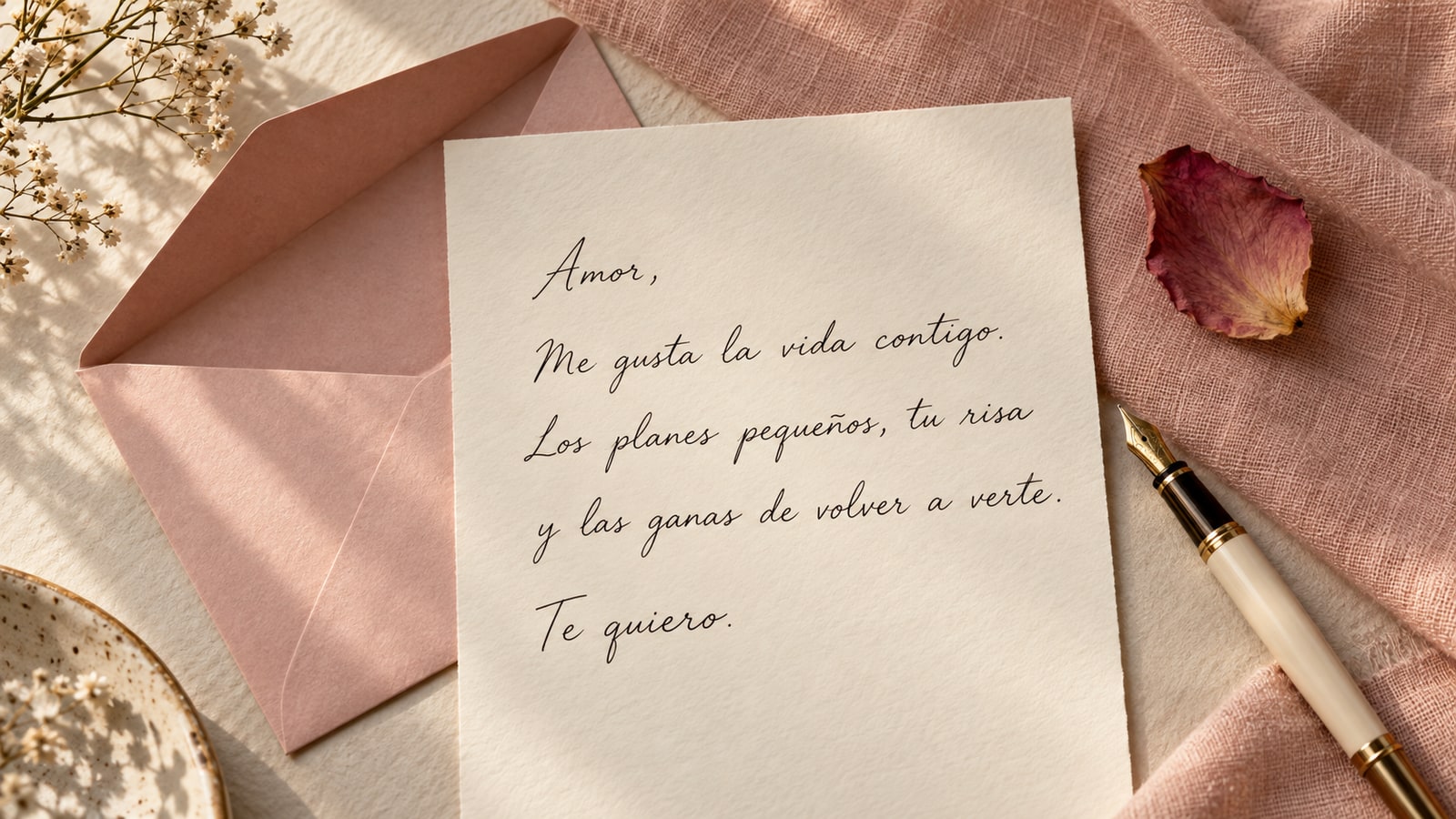 Carta ilustrada con un mensaje breve sobre compartir la vida cotidiana