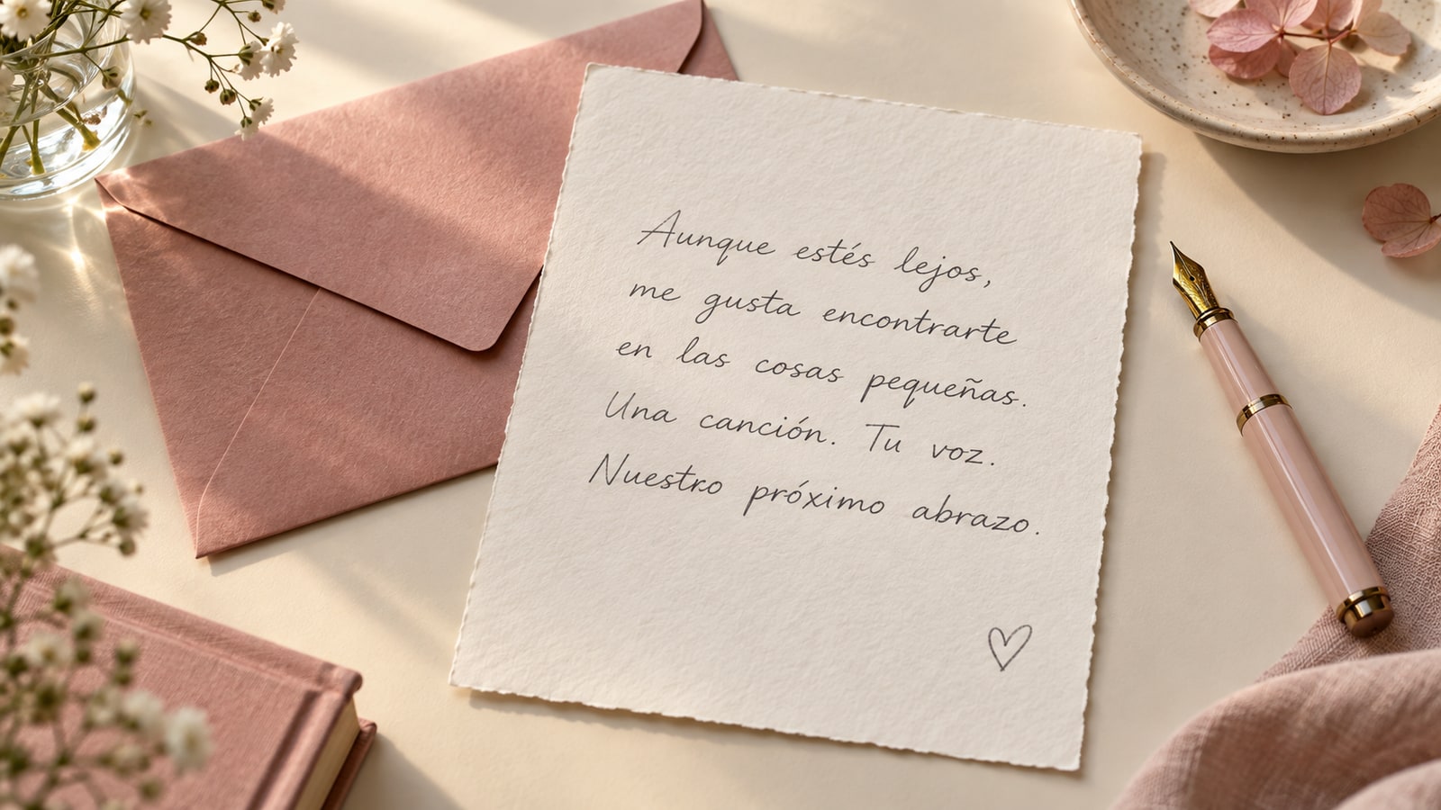 Carta ilustrada sobre una canción, la voz de la pareja y el próximo abrazo