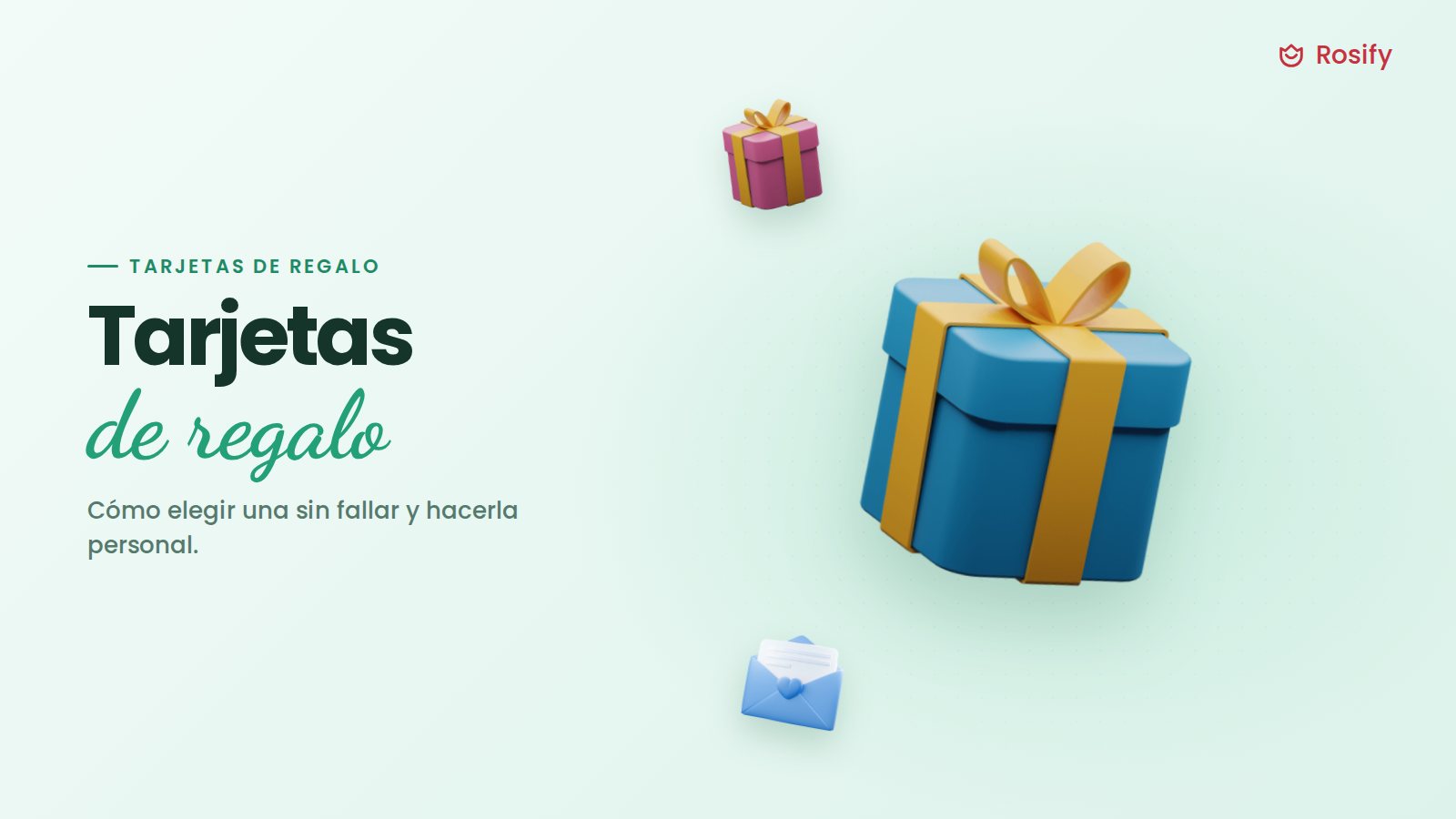 Caja de regalo azul, caja rosa y sobre en 3D para tarjetas de regalo