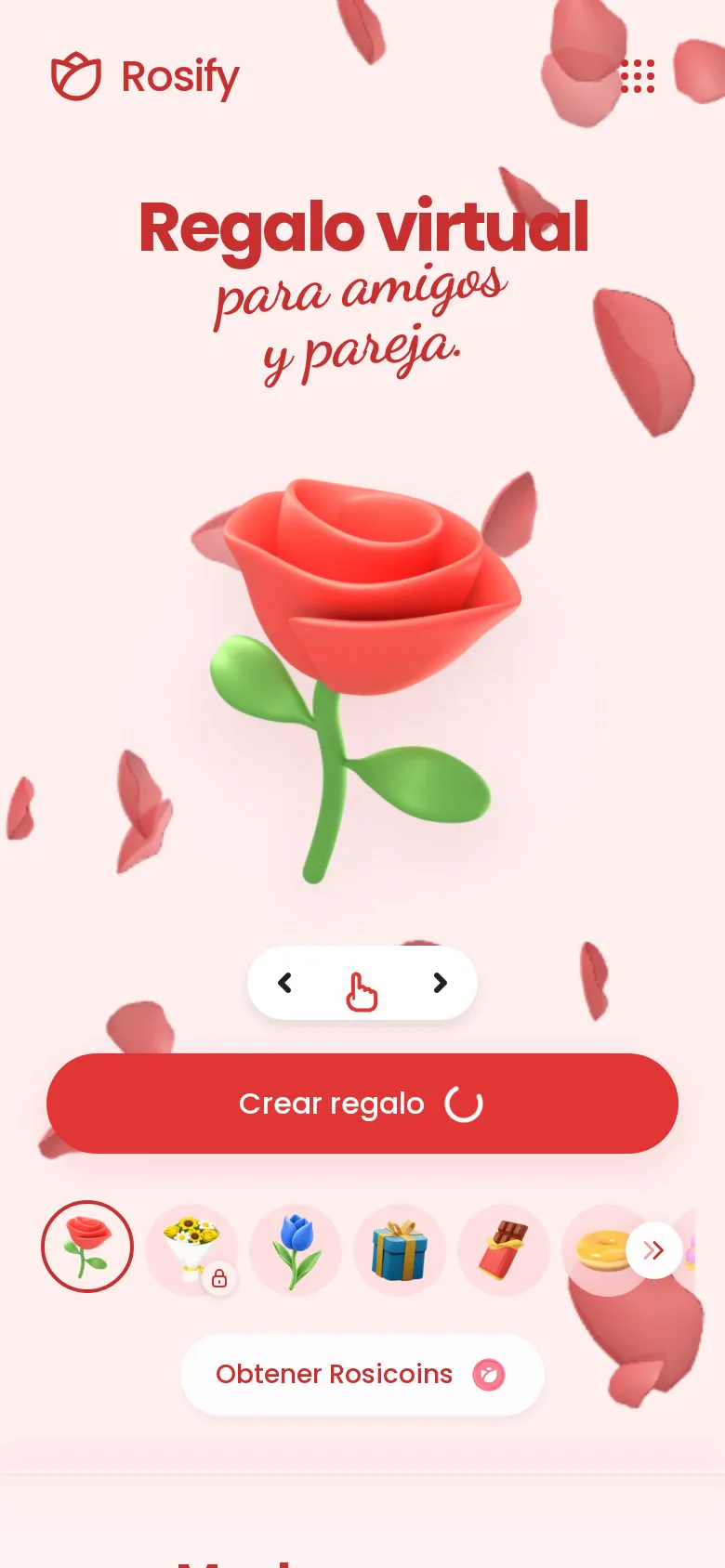 Rosa roja seleccionada en el creador de Rosify