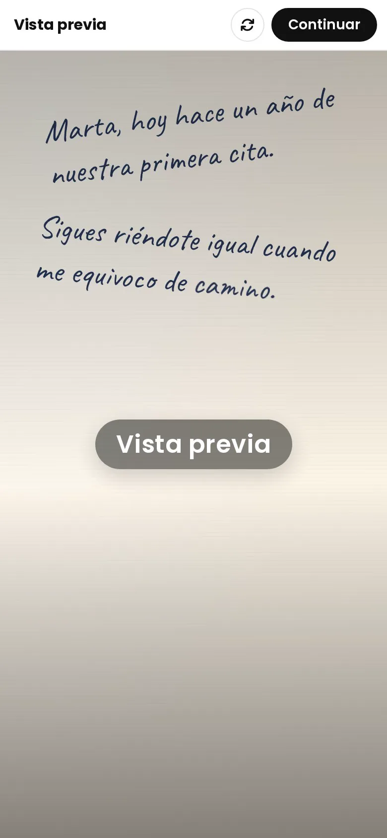 Dedicatoria escrita a mano que recibe la otra persona