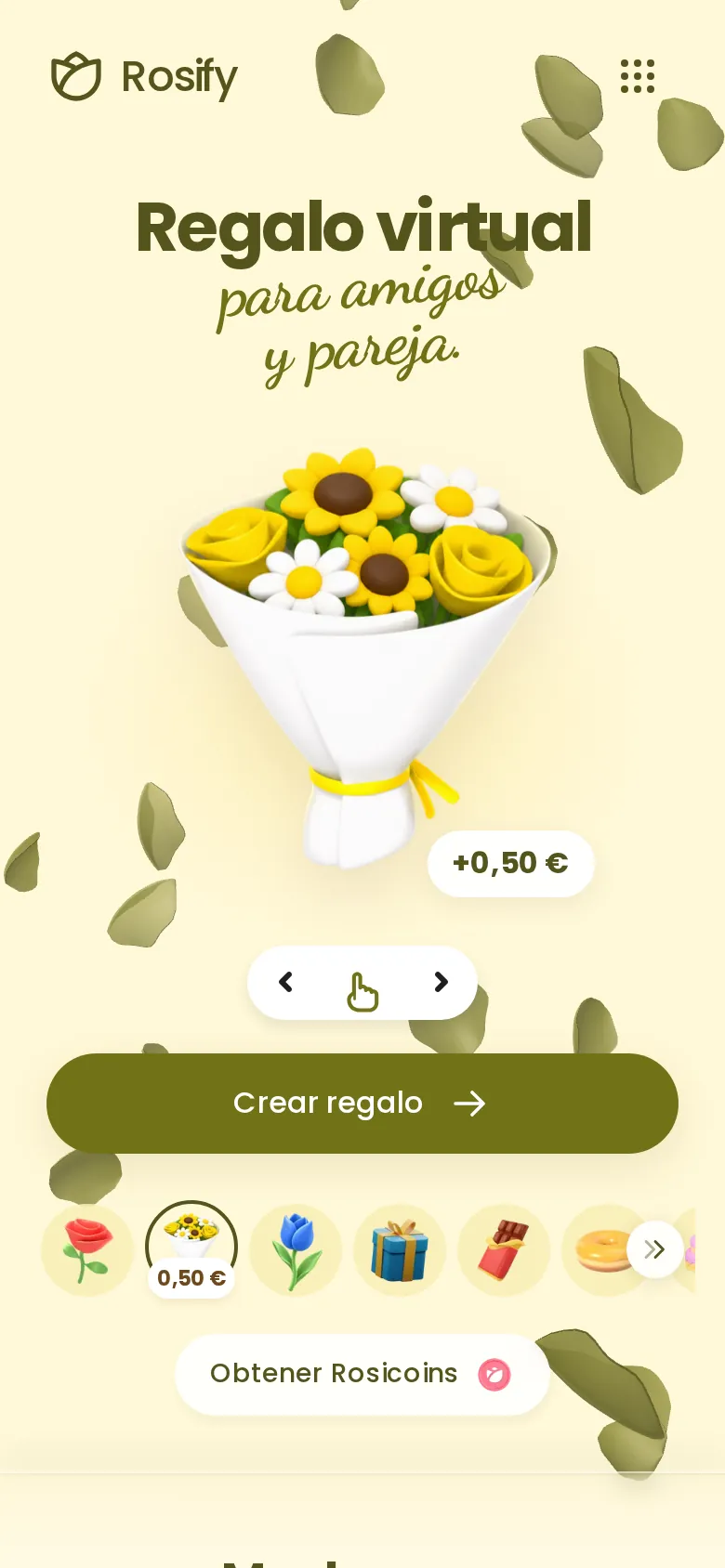 Ramo de flores amarillas seleccionado en el creador de Rosify