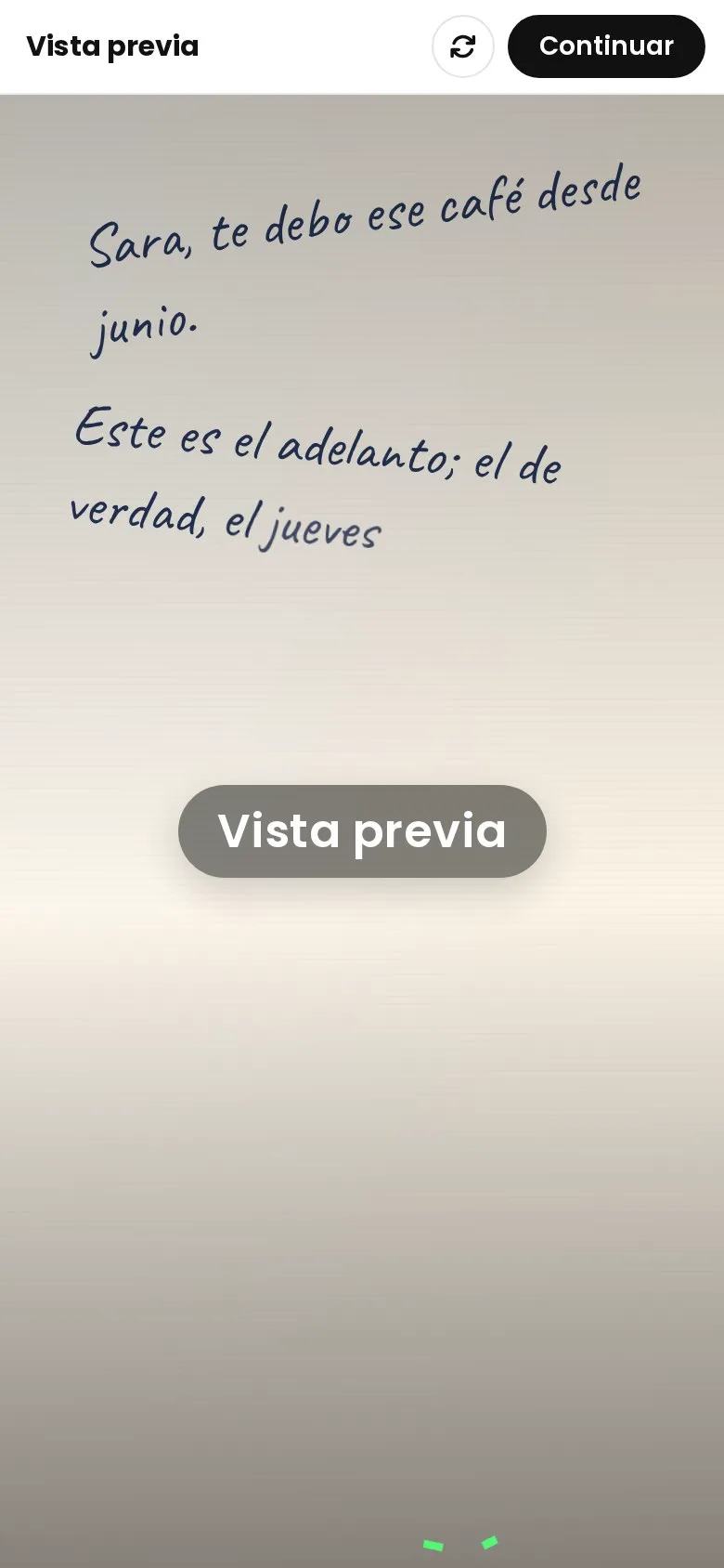 Carta escrita a mano que recibe la otra persona al abrir el regalo