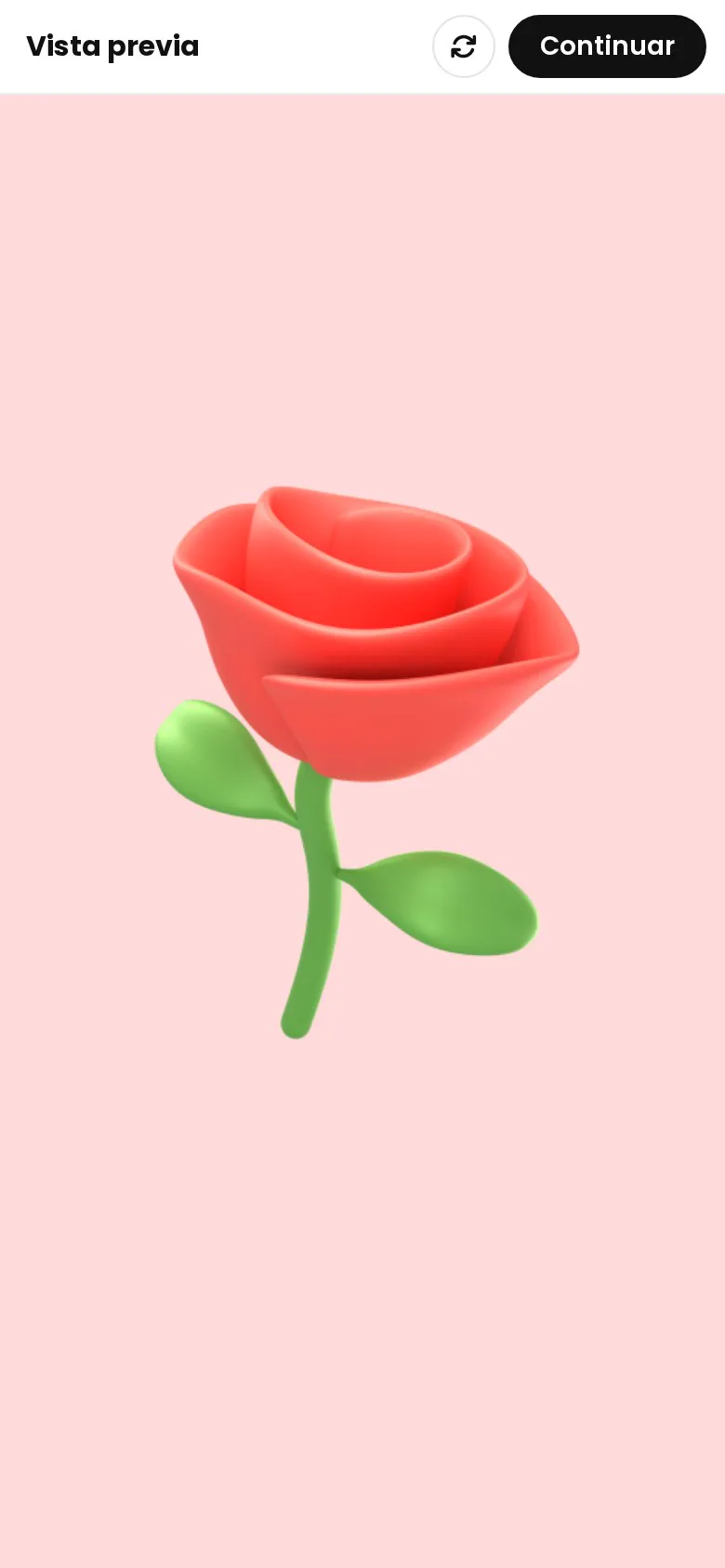 Vista previa de la rosa virtual con el botón Abrir mensaje