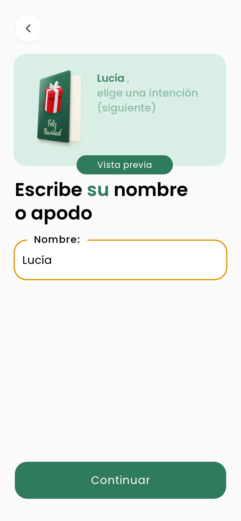 Paso para escribir el nombre de la persona en la tarjeta de Navidad